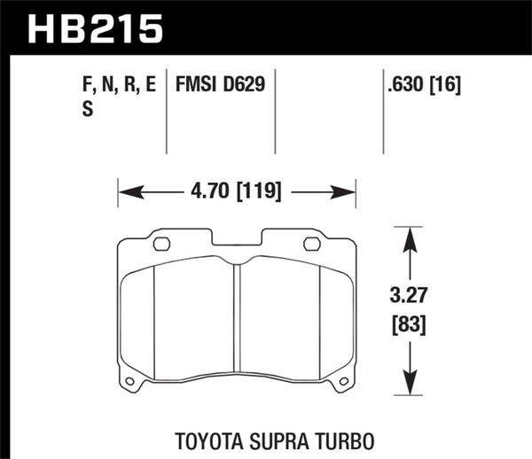 Hawk 93-98 Toyota Supra TT HPS 5.0 Street Front Brake - HB215B.630